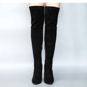 JOY IN LOVE Women's Microsuede Over The Knee High Heel Boots black boots